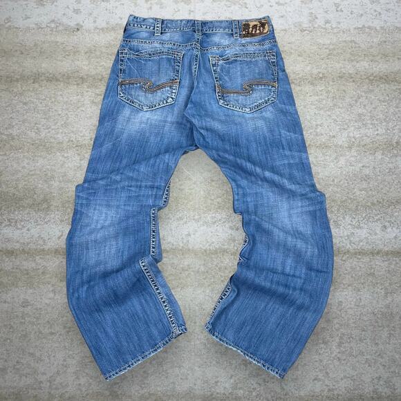 Vintage Y2K Skater Jeans 34x34 Bootcut Flared Leg Silver Light Wash Gordy Denim
